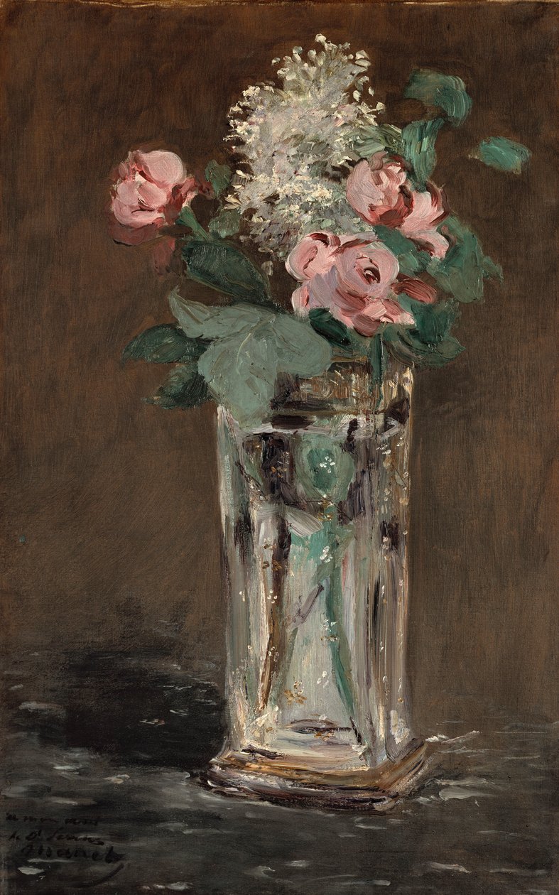 Kukkia kristallimaljakossa tekijältä Édouard Manet