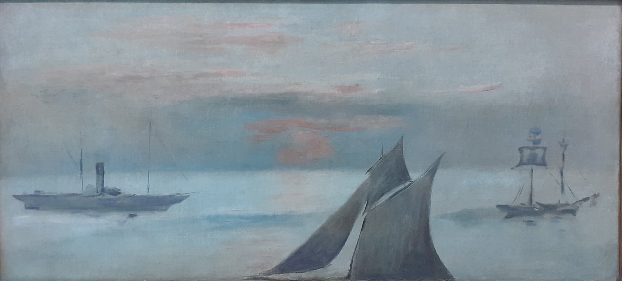Ranska: Veneet merellä, laskeva aurinko tekijältä Édouard Manet