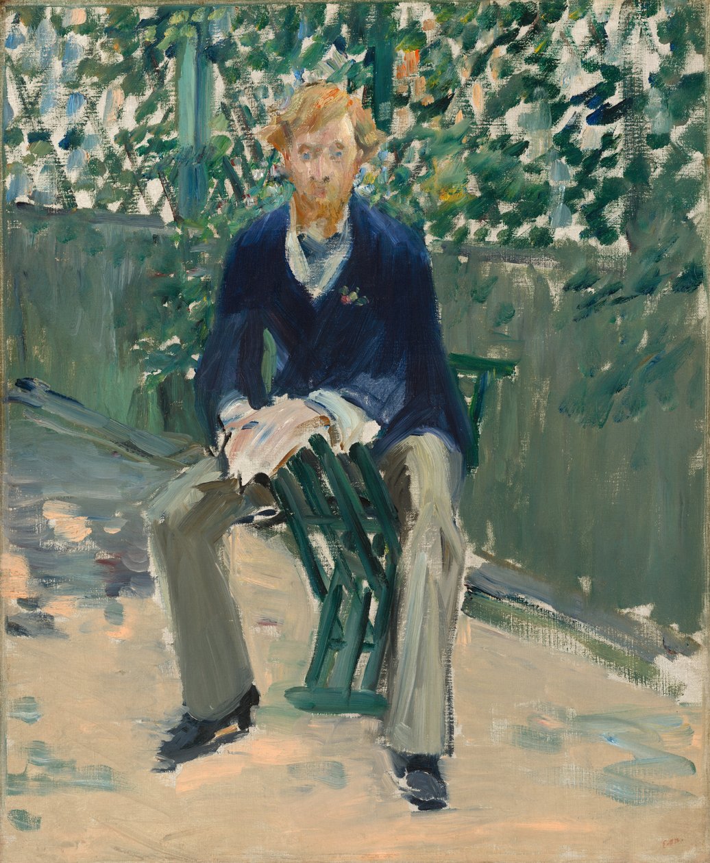 George Moore taiteilijan puutarhassa, n. 1879. tekijältä Édouard Manet