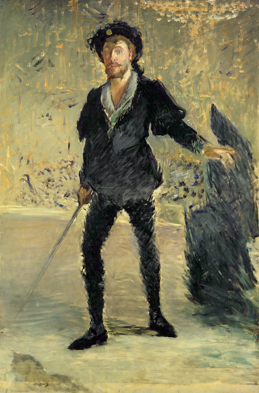 Jean Baptiste Faure (1840-1914) Ambroise Thomasin (1811-86) Hamlet-oopperassa (Opiskelu), 1877 tekijältä Édouard Manet