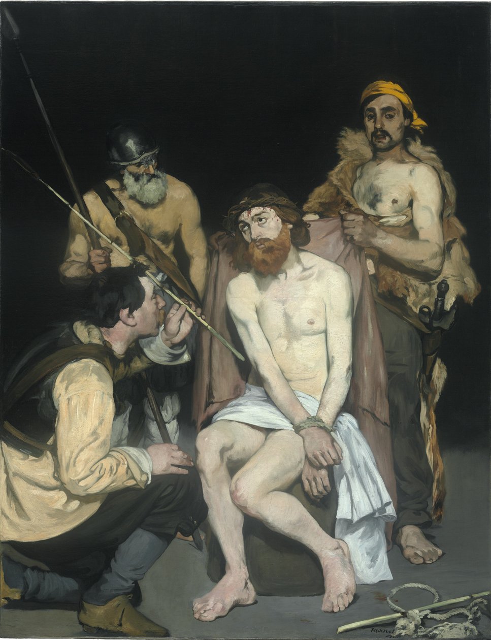 Sotilaiden pilkaama Jeesus, 1865 tekijältä Édouard Manet