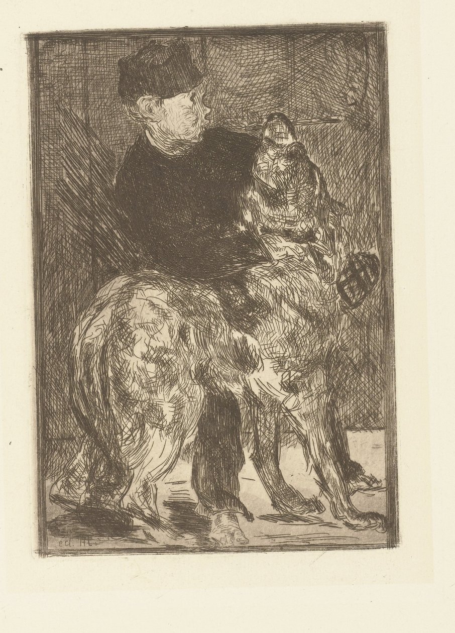 Jongen speelt met hond Poika ja koira tekijältä Édouard Manet