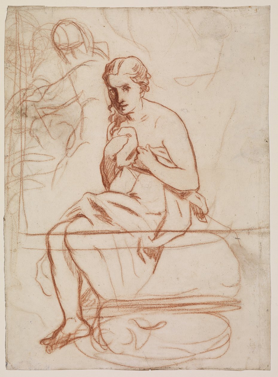 La Toilette, 1860 (liitu paperille) (recto of 5838672) tekijältä Édouard Manet