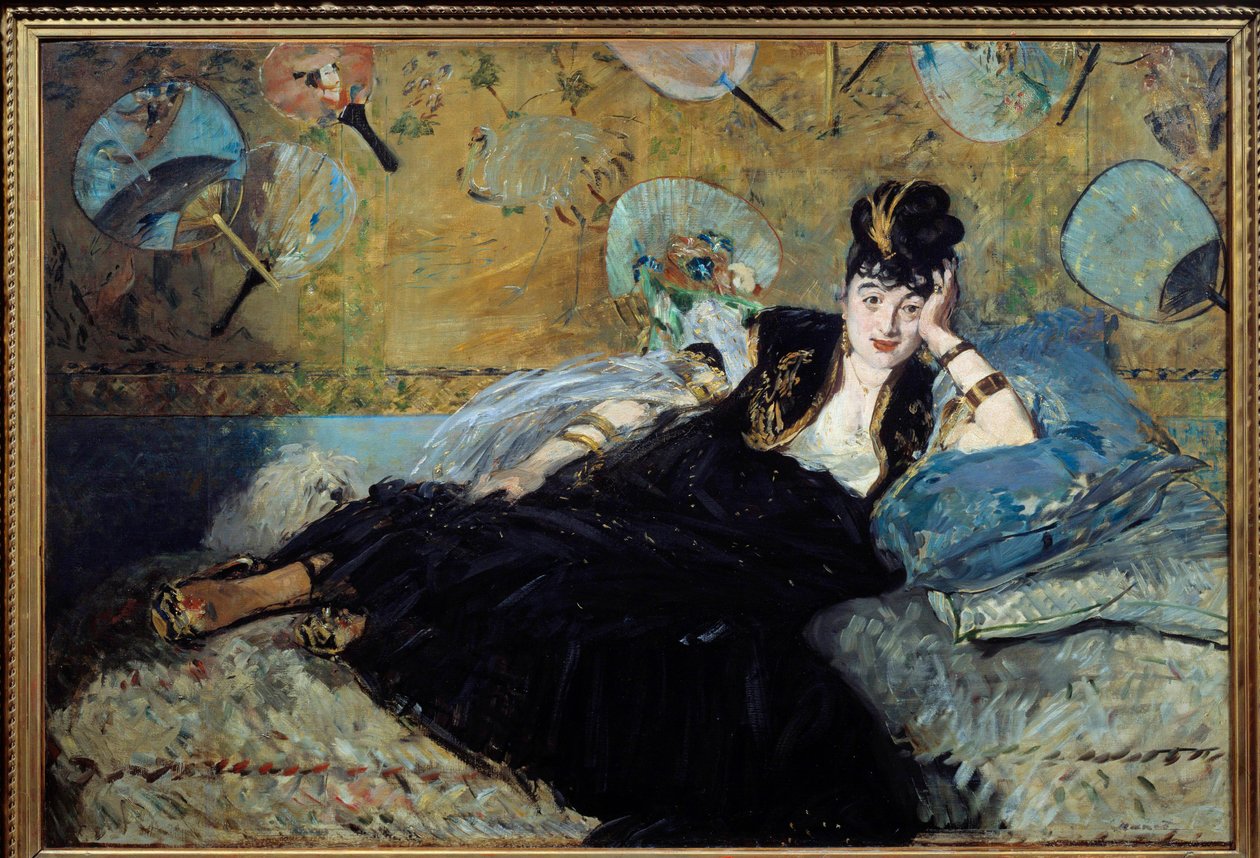 La dame aux eventails ou "" Portrait de Nina de Callias (1844-1884) ou Nina de Villard"" Hän piti hyvin kuuluisaa salonkia 1800-luvun lopulla. Edouard Manet