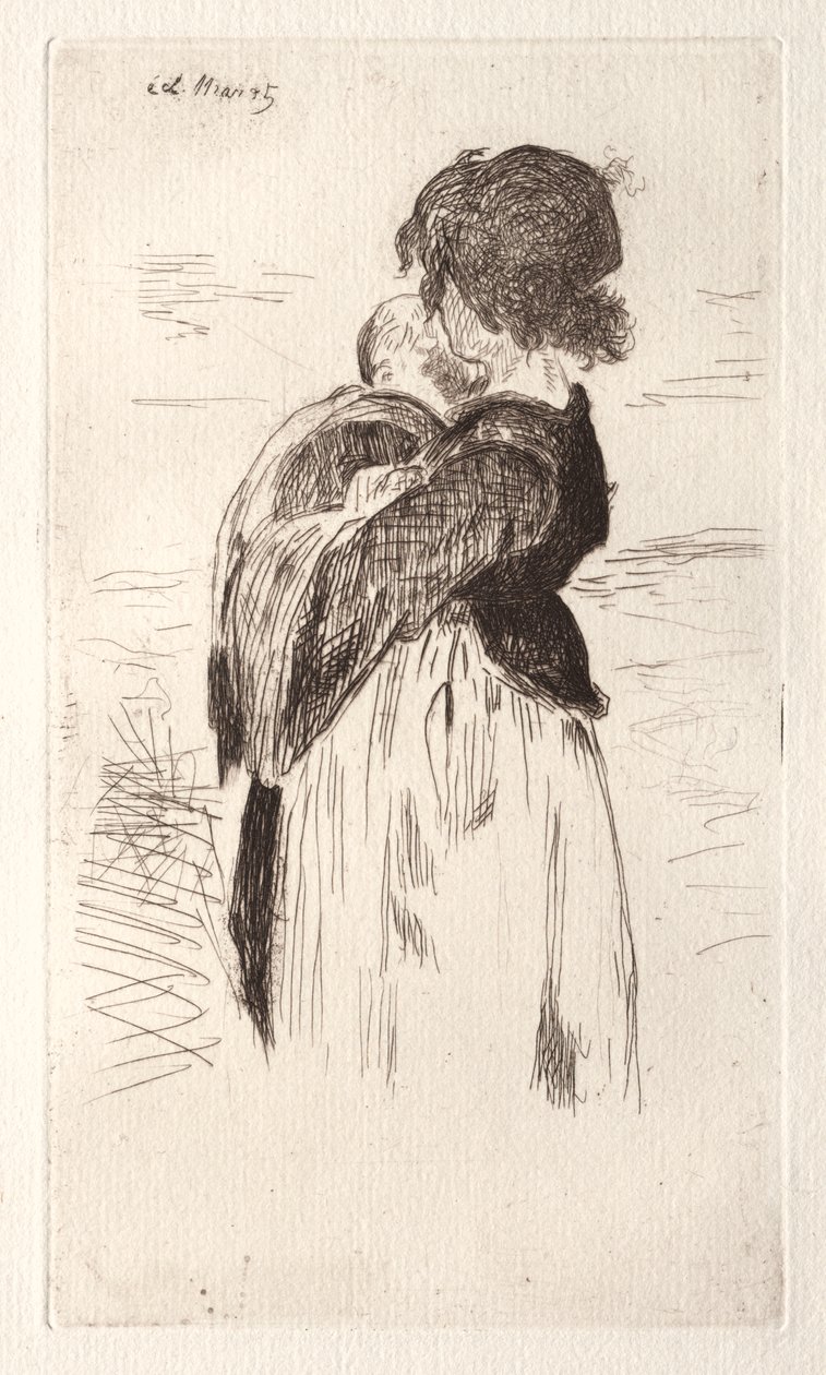 Pieni tyttö, jolla on vauva tekijältä Édouard Manet
