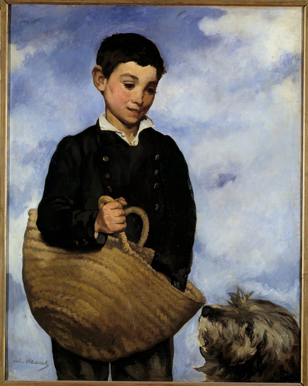 Edouard Manetin (1832-1883) maalaus lapsi koiran kanssa tekijältä Édouard Manet