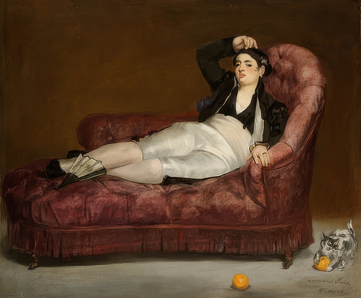 Makaava nuori nainen espanjalaisasussa. 1862-63 tekijältä Édouard Manet