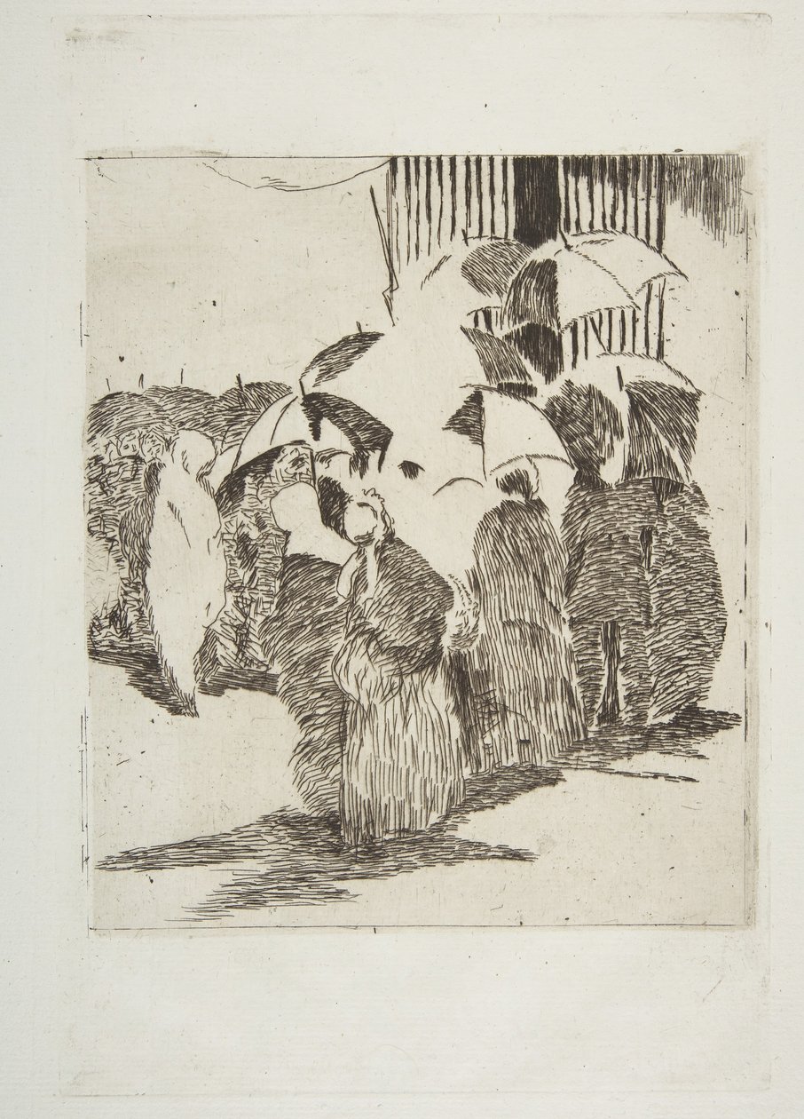 Jono lihakaupan edessä, 1870-71. tekijältä Édouard Manet