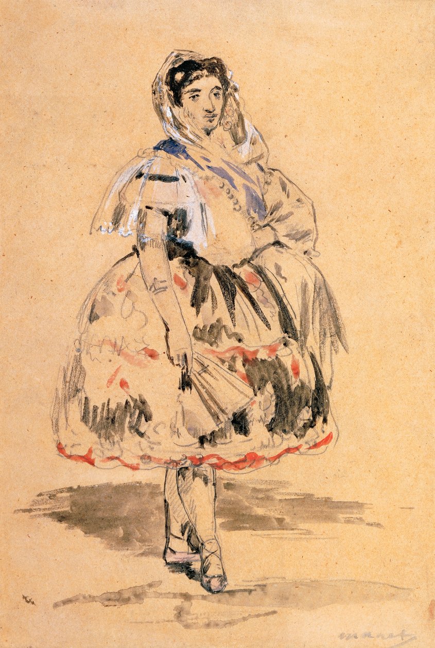 Lola of Valencia (piirustus lyijystä, vesiväri) tekijältä Édouard Manet