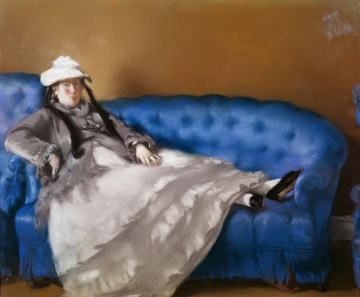 Madame Manet sinisellä sohvalla tekijältä Édouard Manet