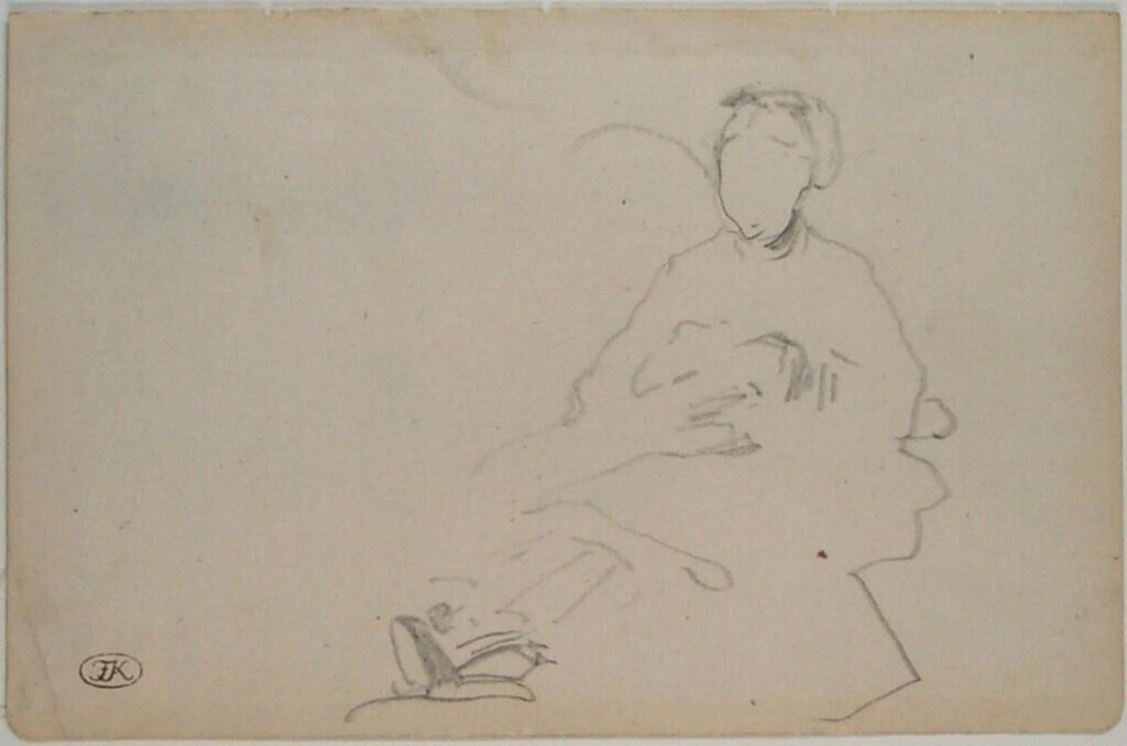 Manet - Luonnos istuvasta naisesta (luonnoslehti luonnoskirjasta), noin 1864-1868 tekijältä Édouard Manet