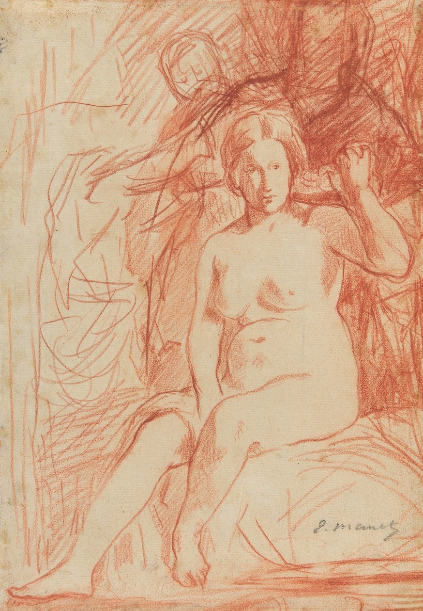 Manet - Istuvan alaston (La Toilette), 1858-60 tekijältä Édouard Manet