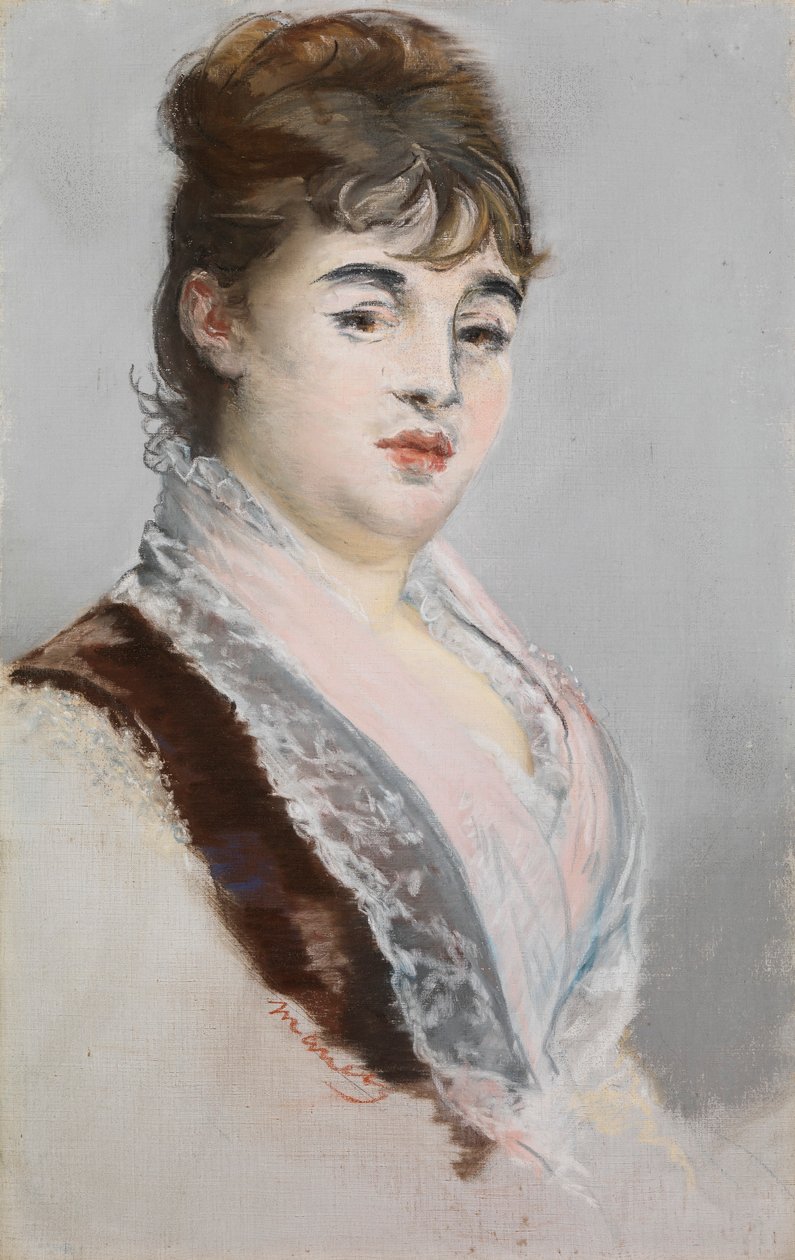 Marie Colombier, n. 1880 (pastelli pohjustetulla pellavakankaalla) tekijältä Édouard Manet