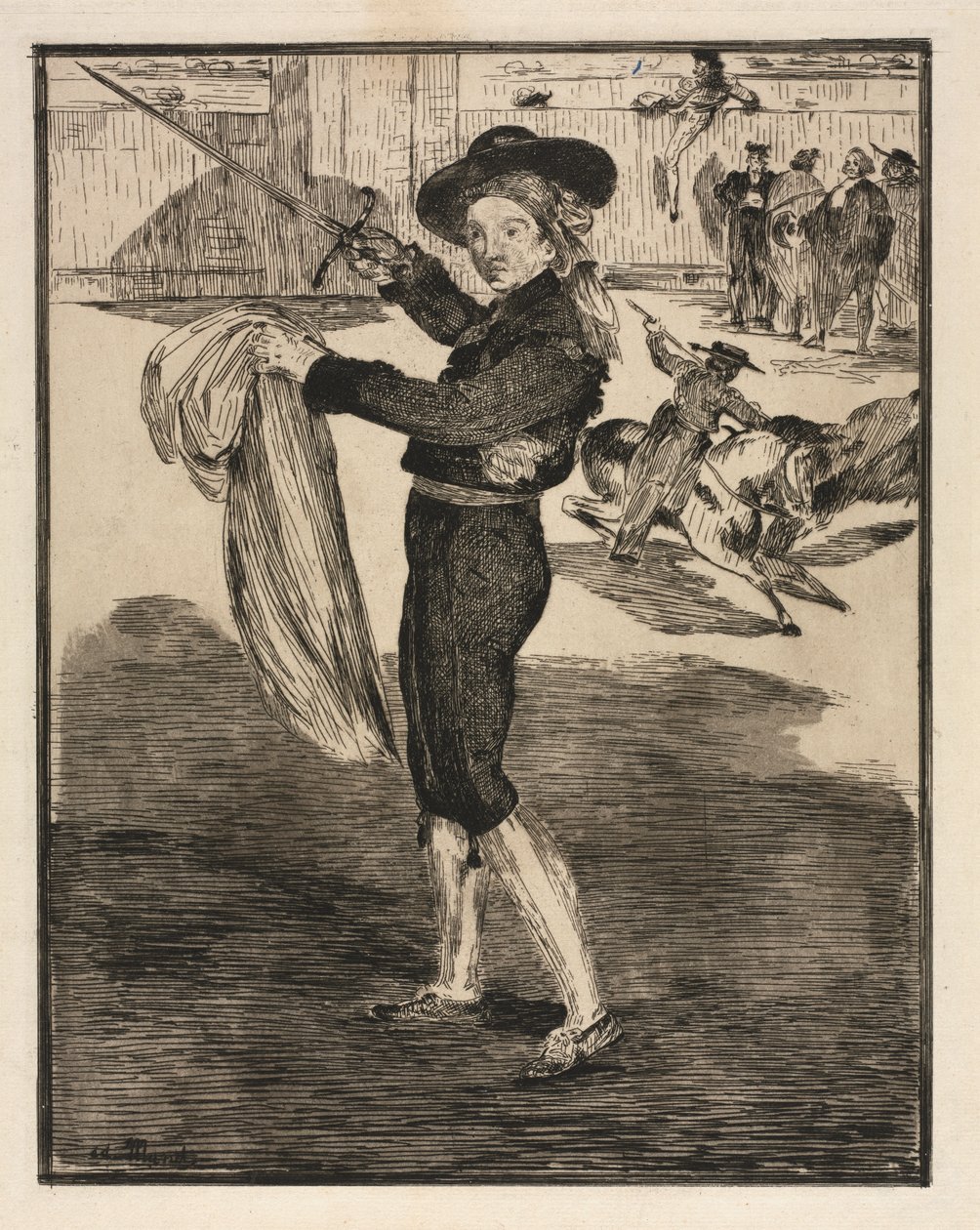 Mille, Victorine espadan puvussa (etsaus ja akvatintta) tekijältä Édouard Manet