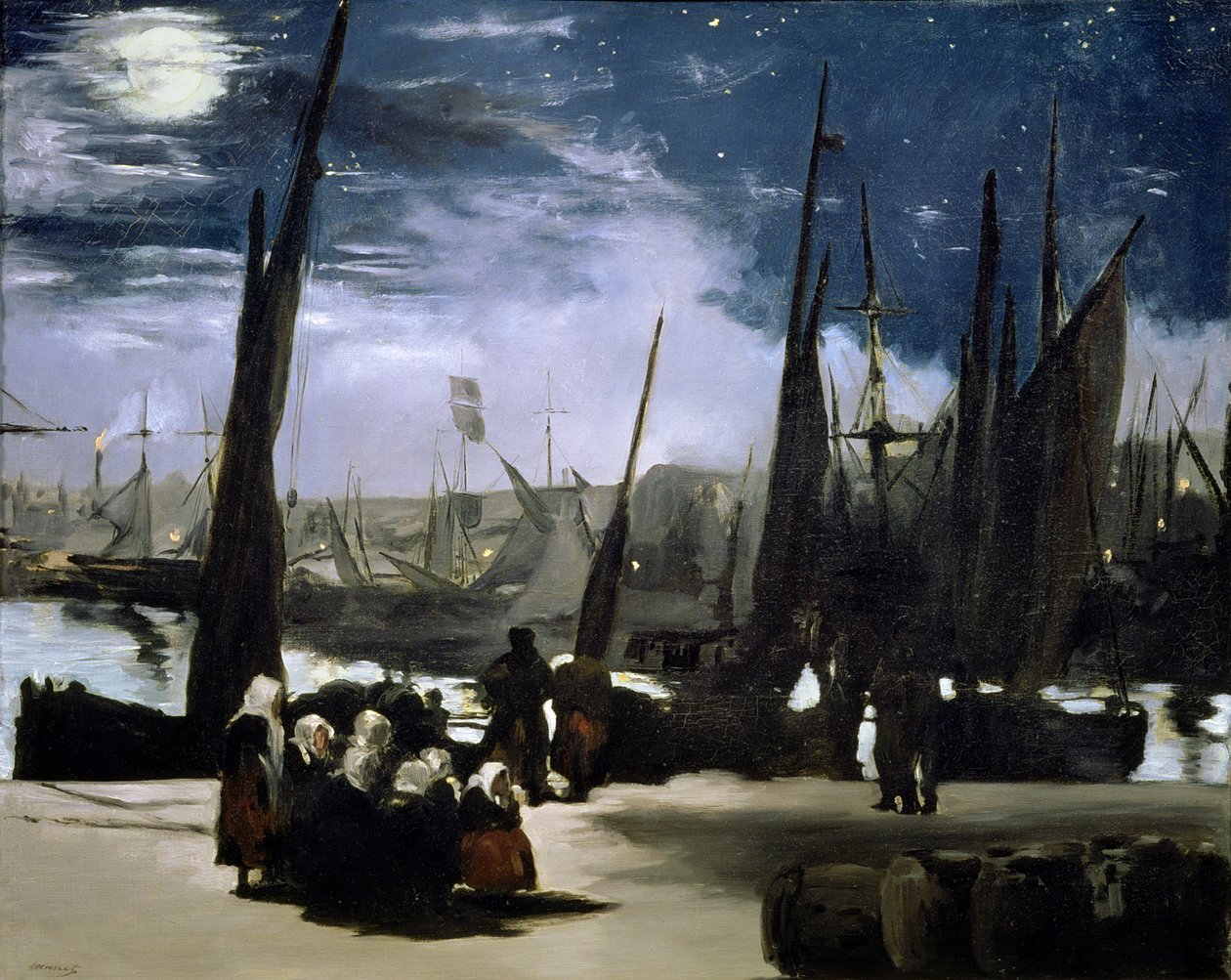 Kuunvalo Boulognen satamassa, 1868 tekijältä Édouard Manet