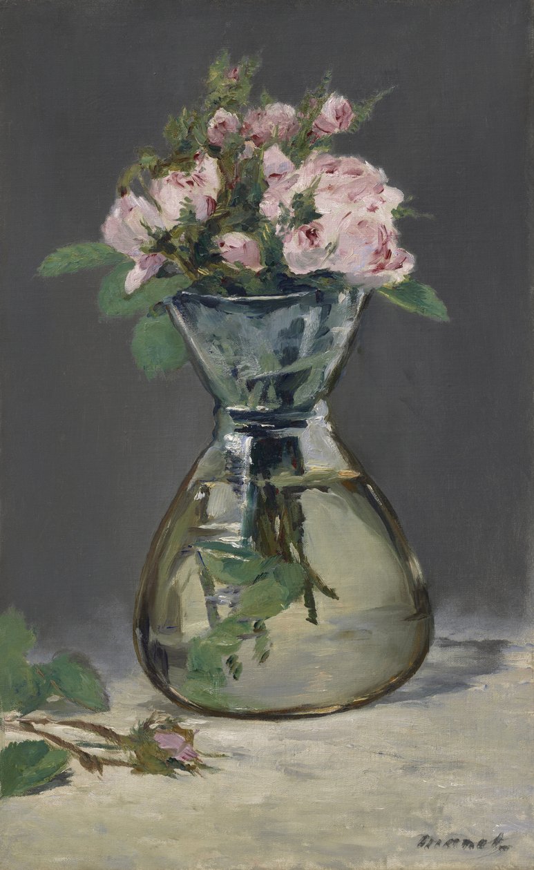 Sammaleen ruusut maljakossa, 1882 tekijältä Édouard Manet