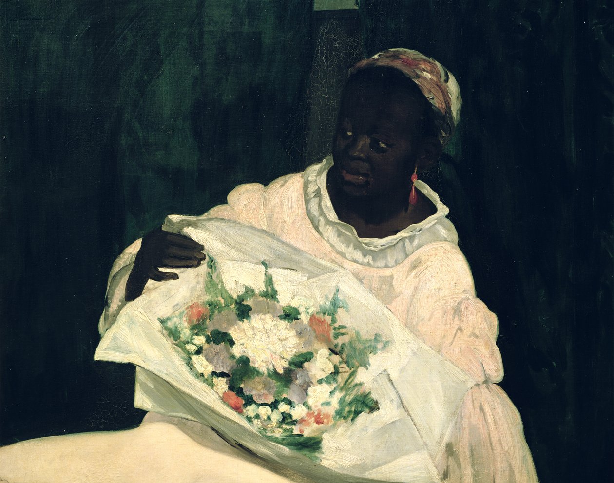 Olympia, yksityiskohta mustasta palvelijasta, 1863 tekijältä Édouard Manet