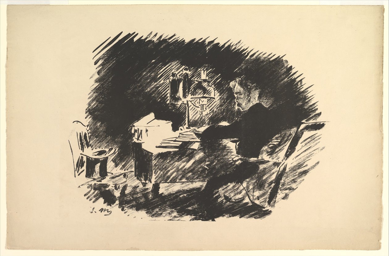 Once Upon a Midnight Dreary. Kuvitus Edgar Allan Poen korpille, 1875. tekijältä Édouard Manet