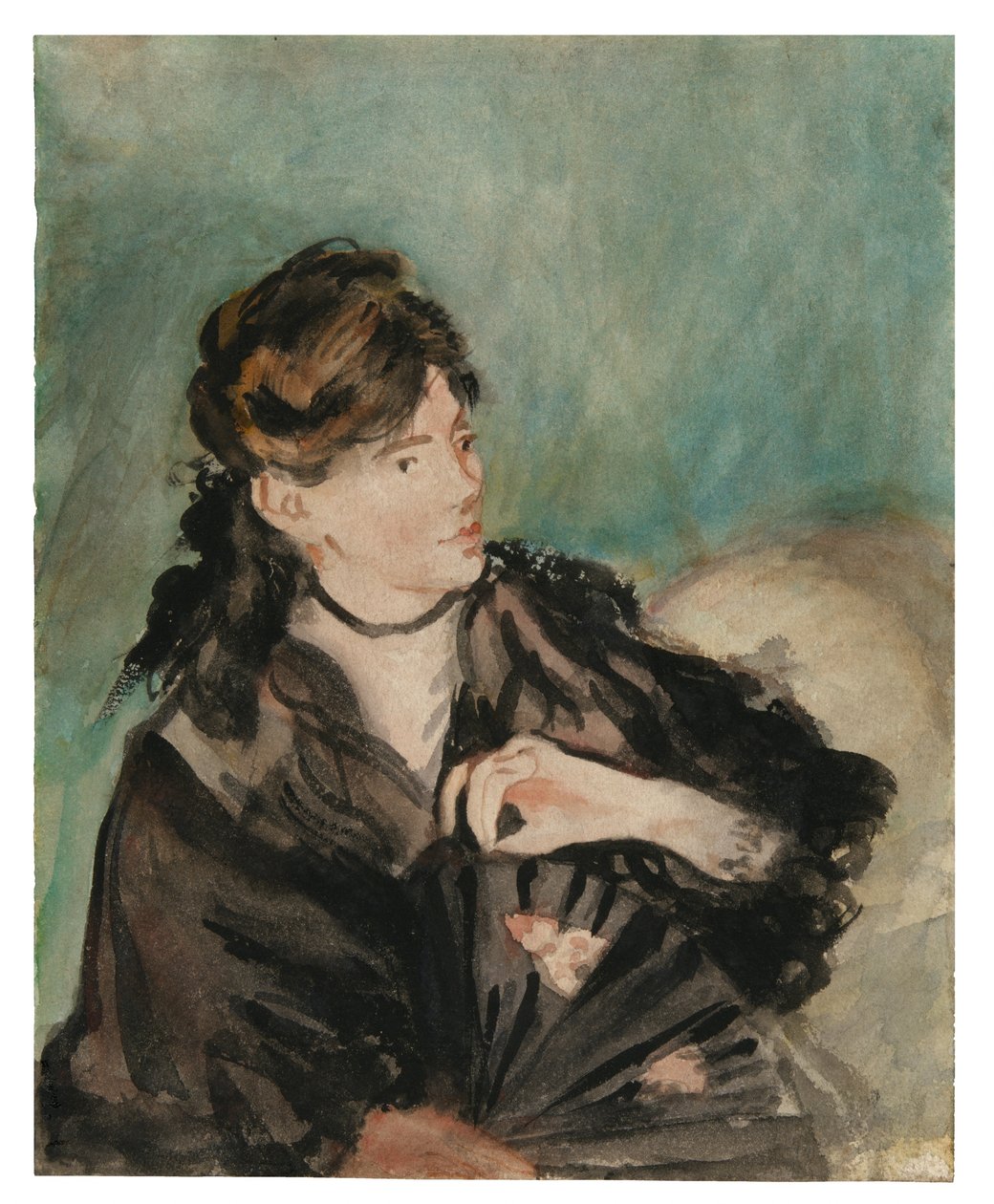 Muotokuva Berthe Morisotista tuulettimen kanssa tekijältä Édouard Manet