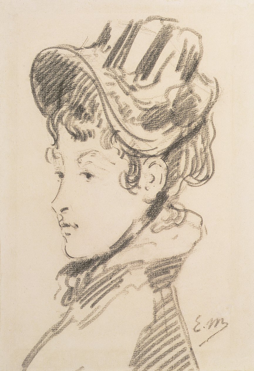 Madame Jules Guillemetin muotokuva, n. 1880 (musta liitu) tekijältä Édouard Manet