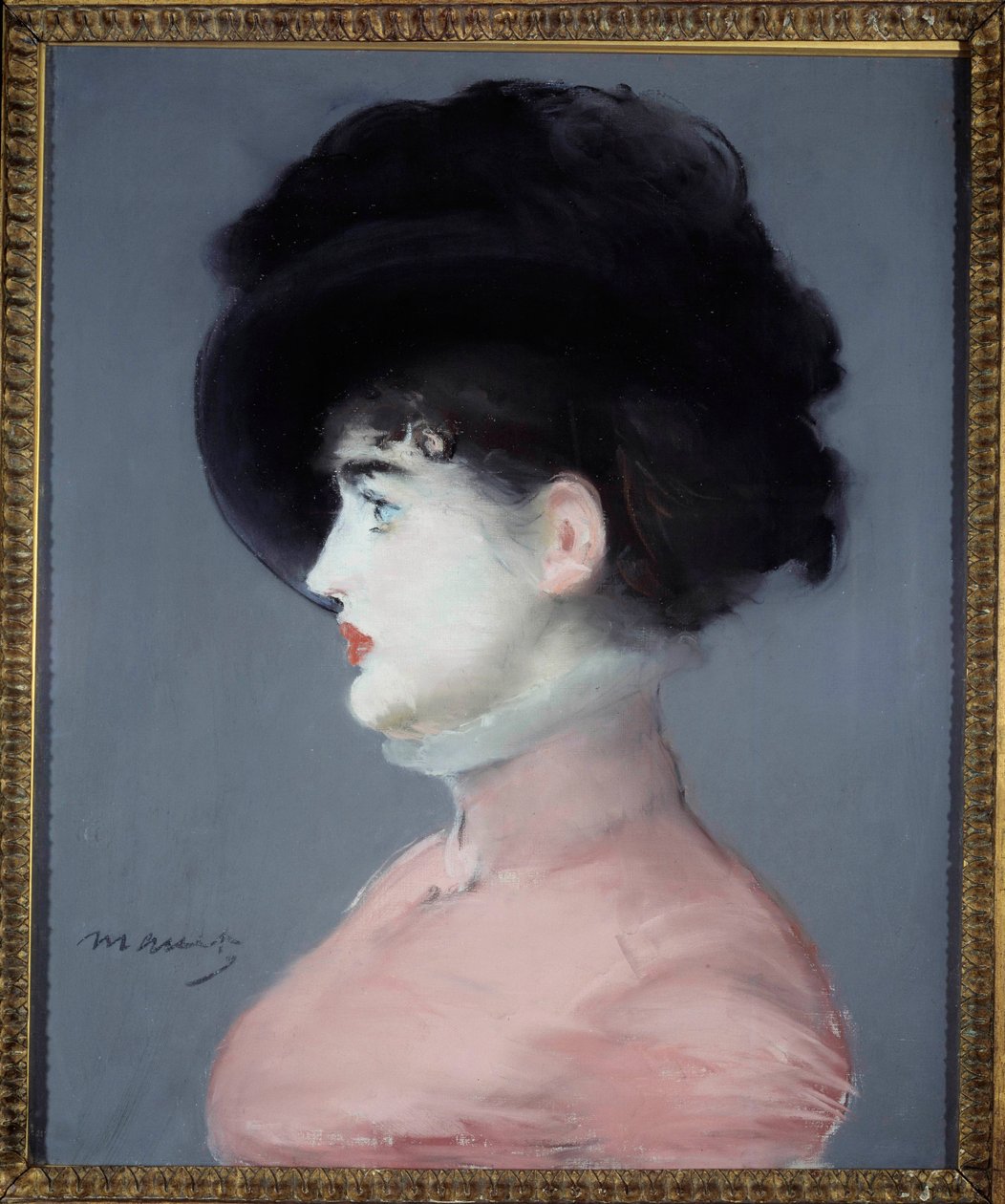 Muotokuva wieniläisestä tai Irma Brunnerista mustaa hattua yllään Edouard Manet