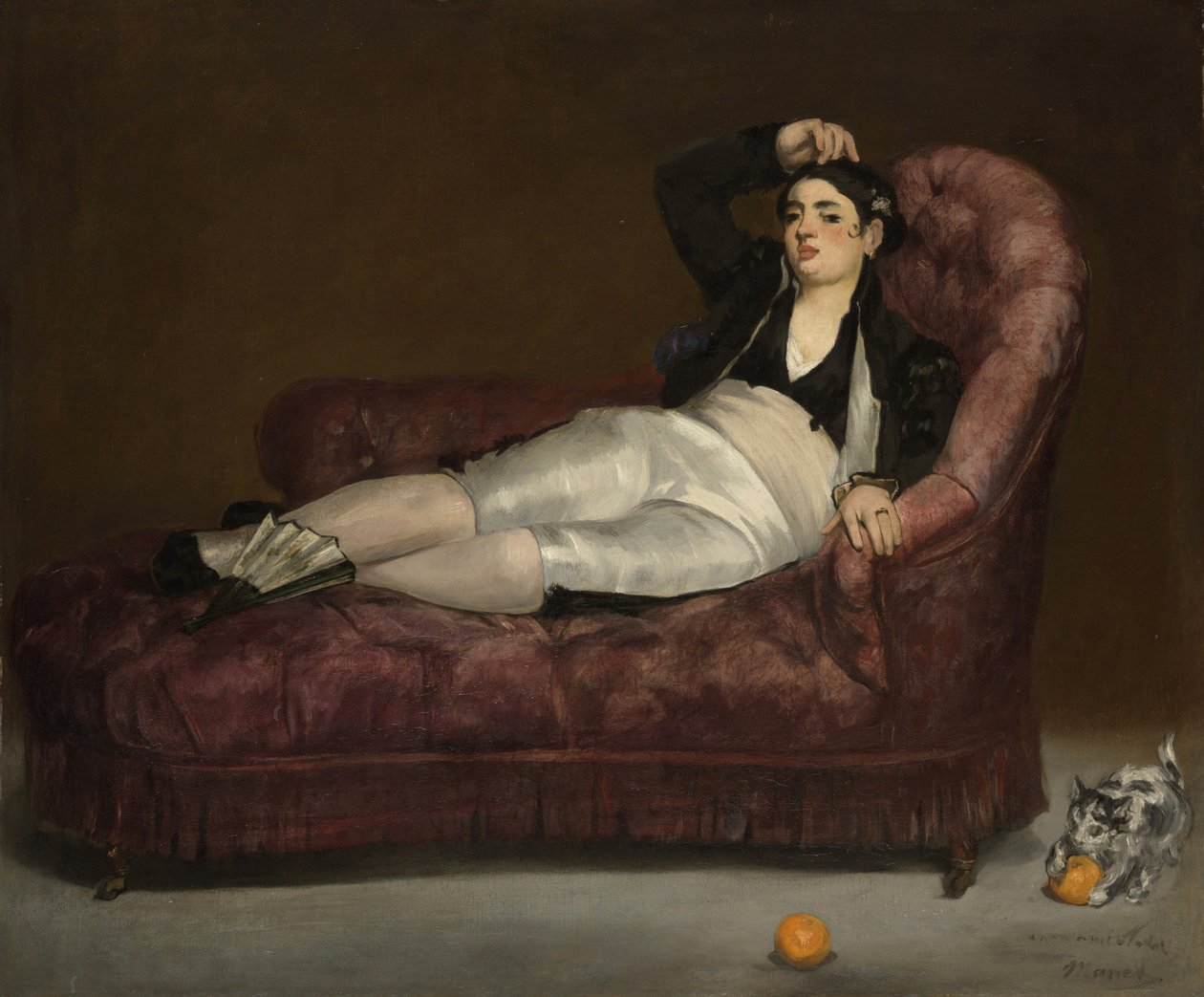 Makaava nuori nainen espanjalaisasussa tekijältä Édouard Manet