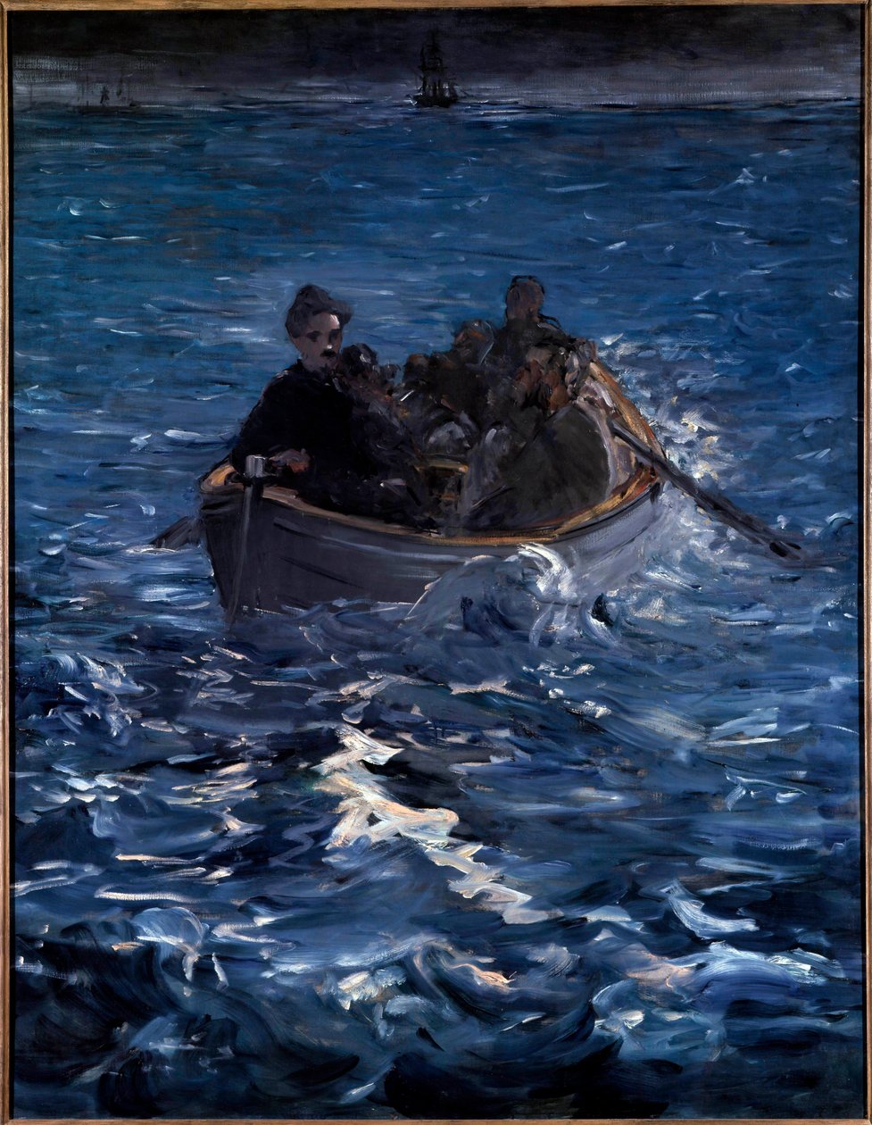 Rochefortin pako. Henri de Rochefort Ranskalainen kirjailija (1831-1913) lähtee Ducosin niemimaalle Uuteen-Kaledoniaan pakeni maaliskuussa 1874 Grousset et et Painin kanssa. Edouard Manet