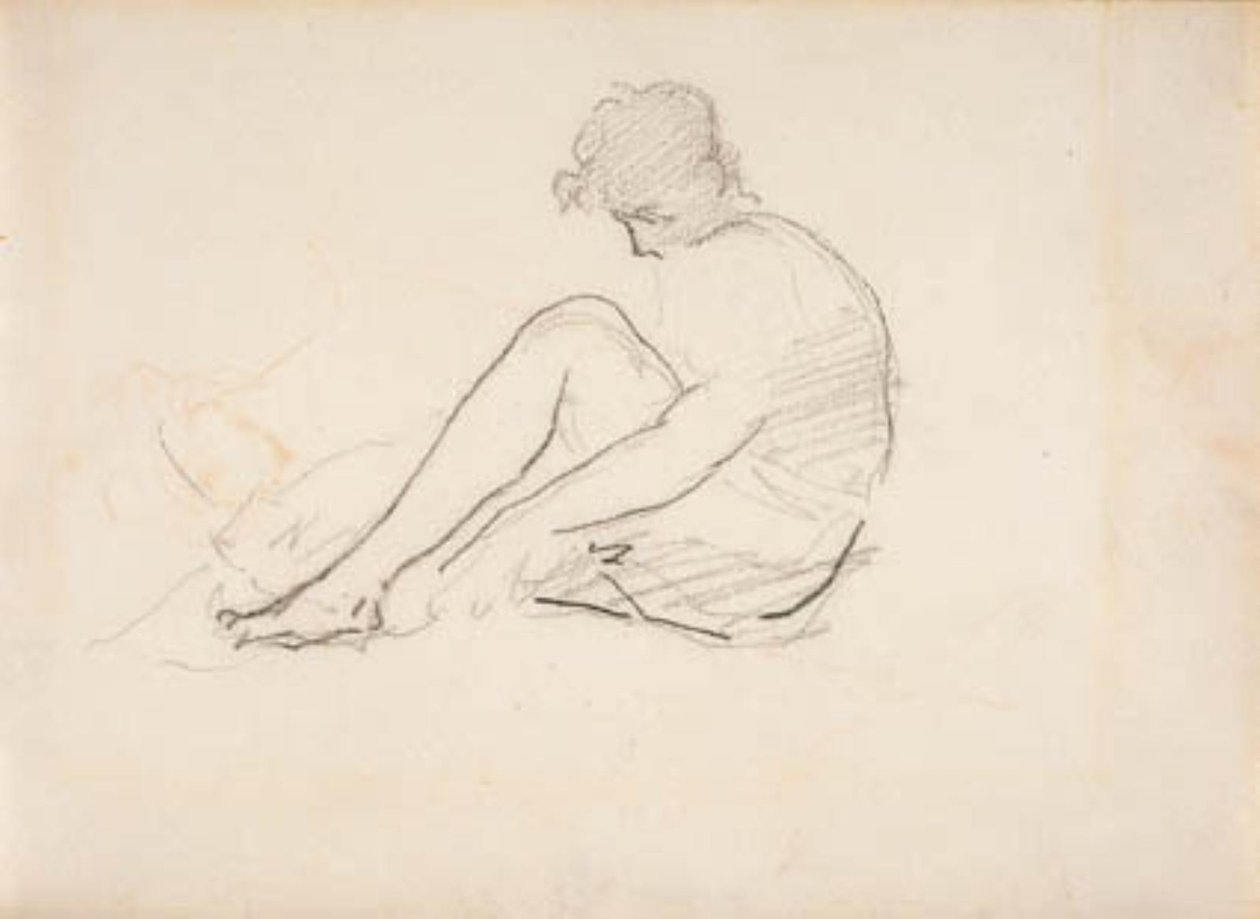 Istuva nainen (kevyt luonnos miehen päästä) tekijältä Édouard Manet