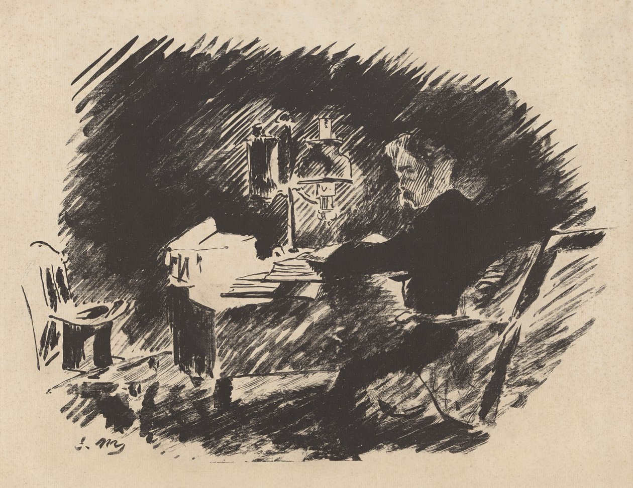 Lampun alla, Stéphane Mallarmén käännöksestä Edgar Allan Poen teoksesta "Korppi" tekijältä Édouard Manet