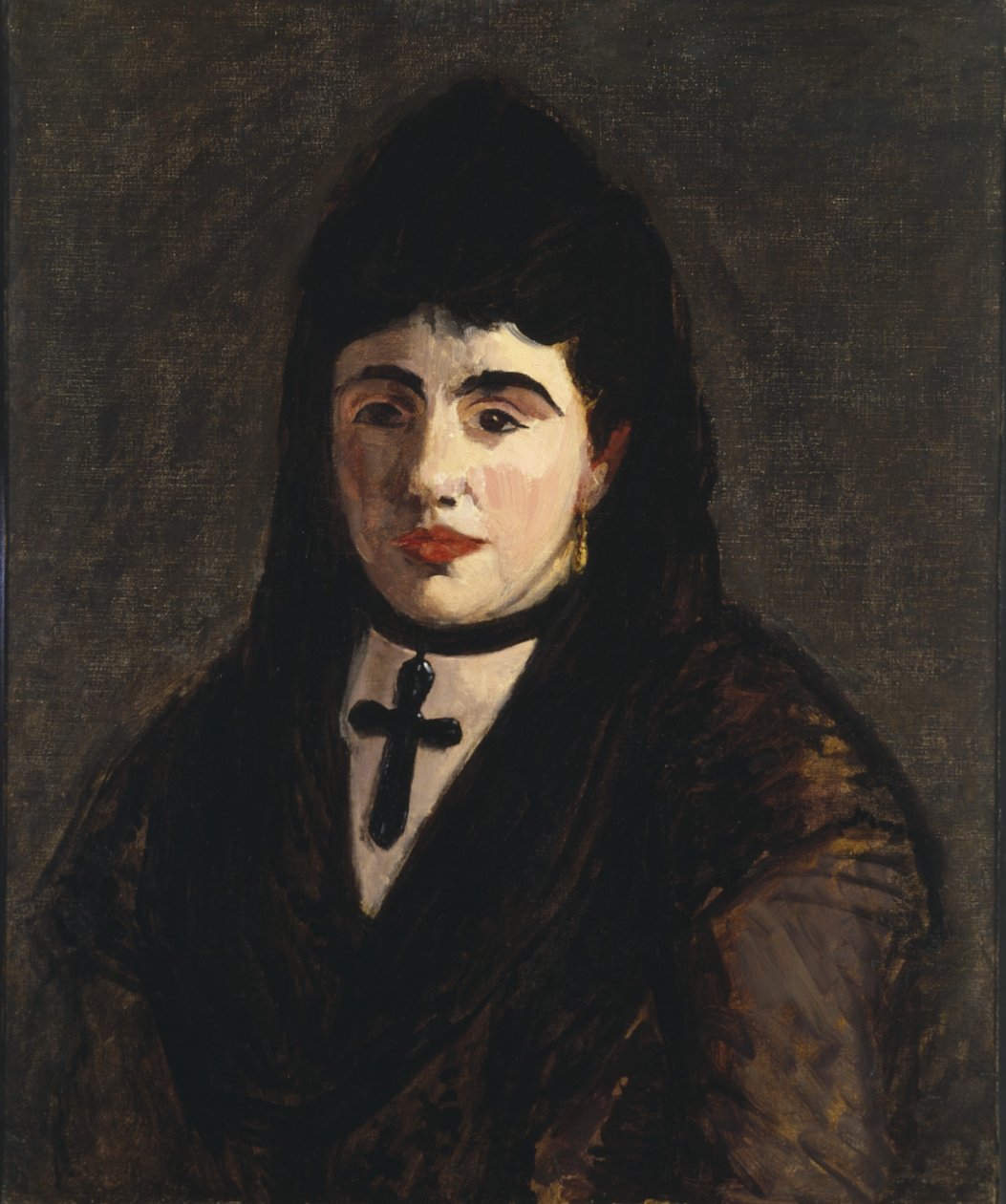 Espanjalainen nainen yllään musta risti tekijältä Édouard Manet