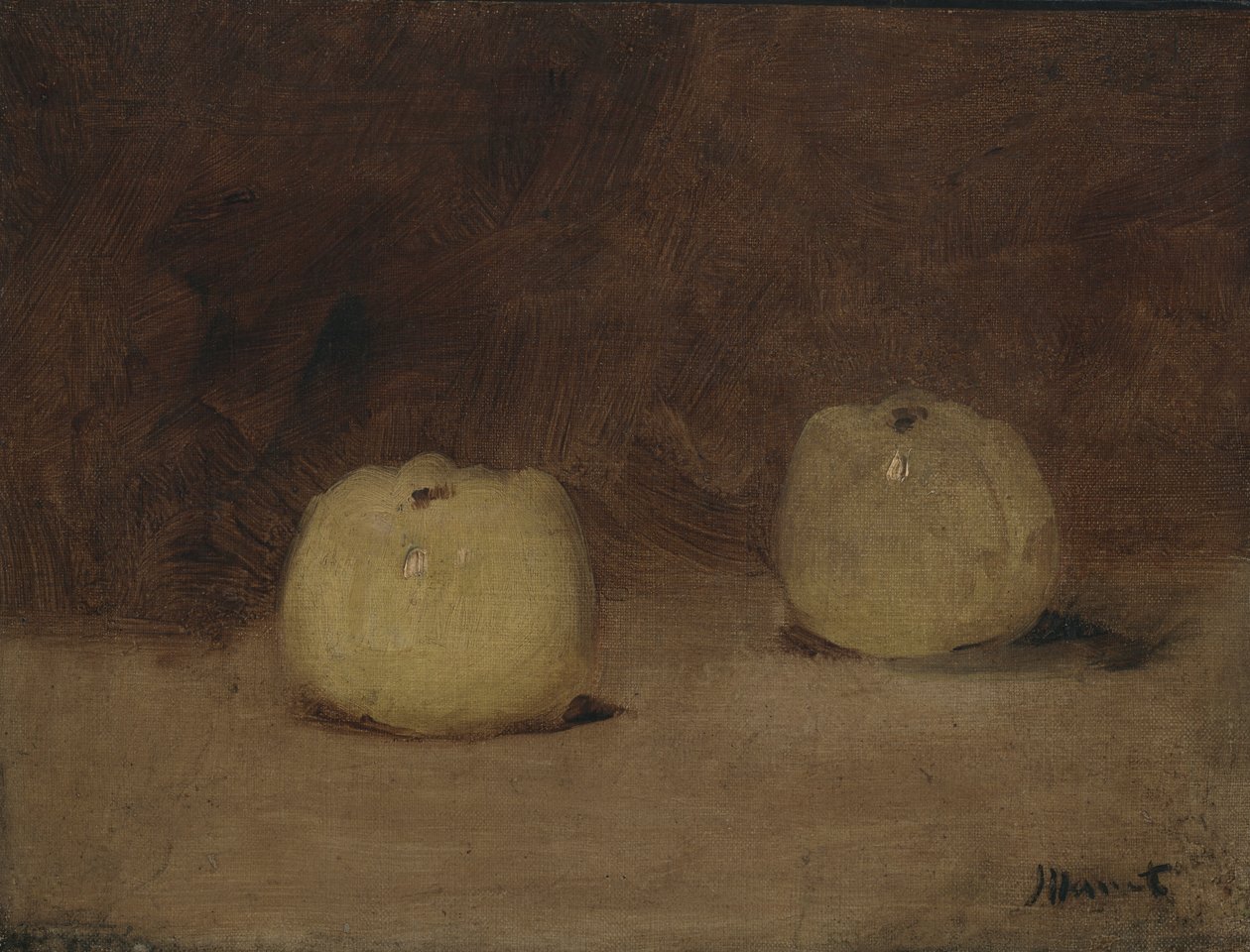 Asetelma kahden omenan kanssa, n. 1880 tekijältä Édouard Manet
