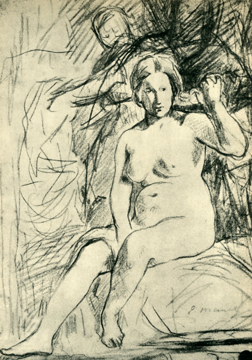 Tutkimus istuvasta alastomasta La Toilettesta, 1858-1860, 1943. tekijältä Édouard Manet