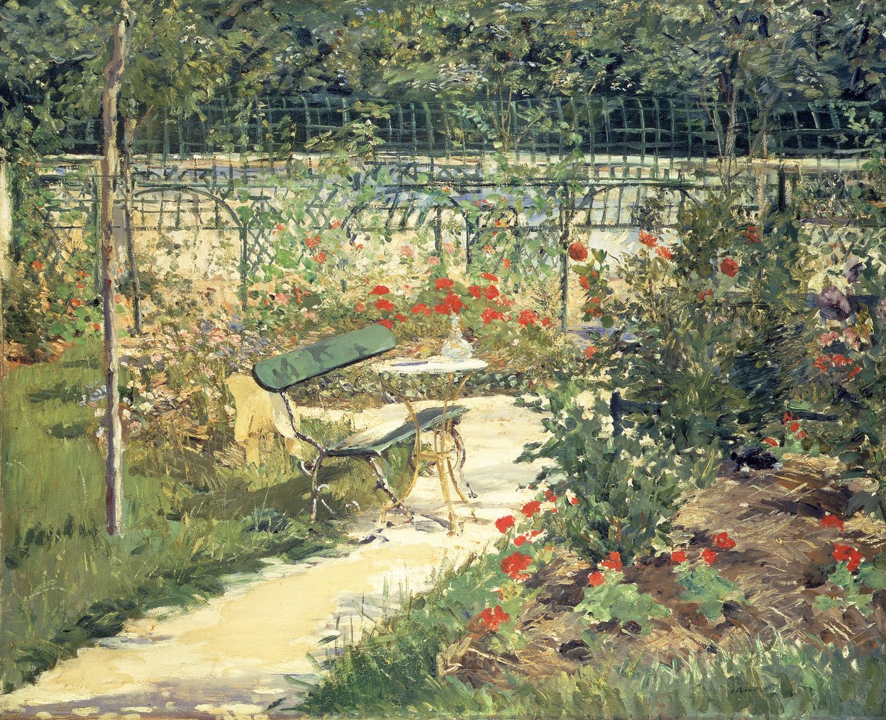 Penkki Versaillesin puutarhassa, 1881 tekijältä Édouard Manet