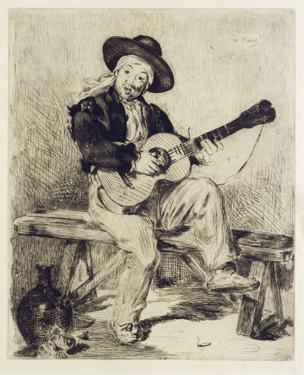 Kitaristi (etsaus) tekijältä Édouard Manet