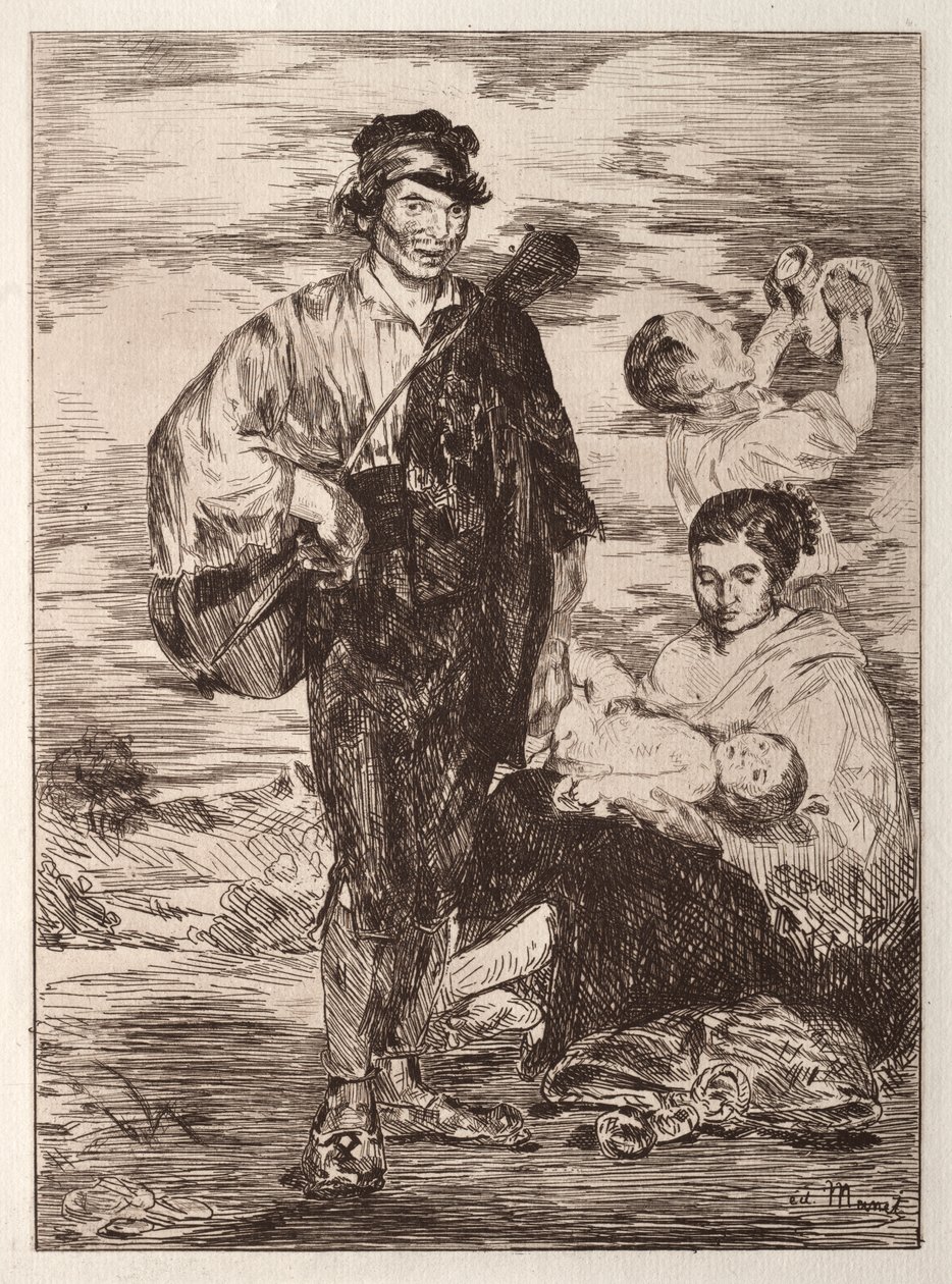 Mustalaiset (etsaus) tekijältä Édouard Manet