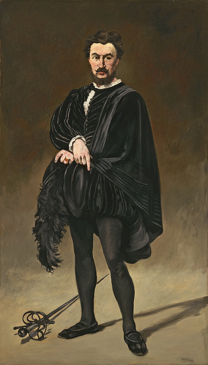 Tragedian näyttelijä (Rouviere Hamletina) tekijältä Édouard Manet