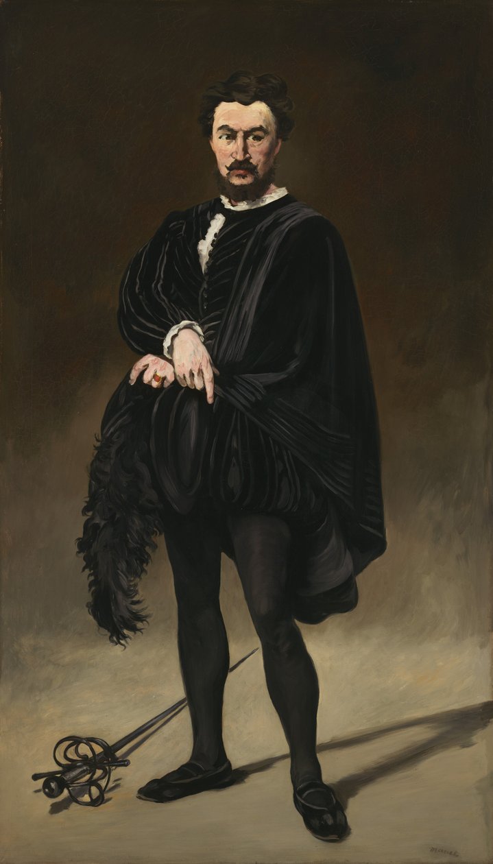 Traaginen näyttelijä Rouviere Hamletina, 1866. tekijältä Édouard Manet