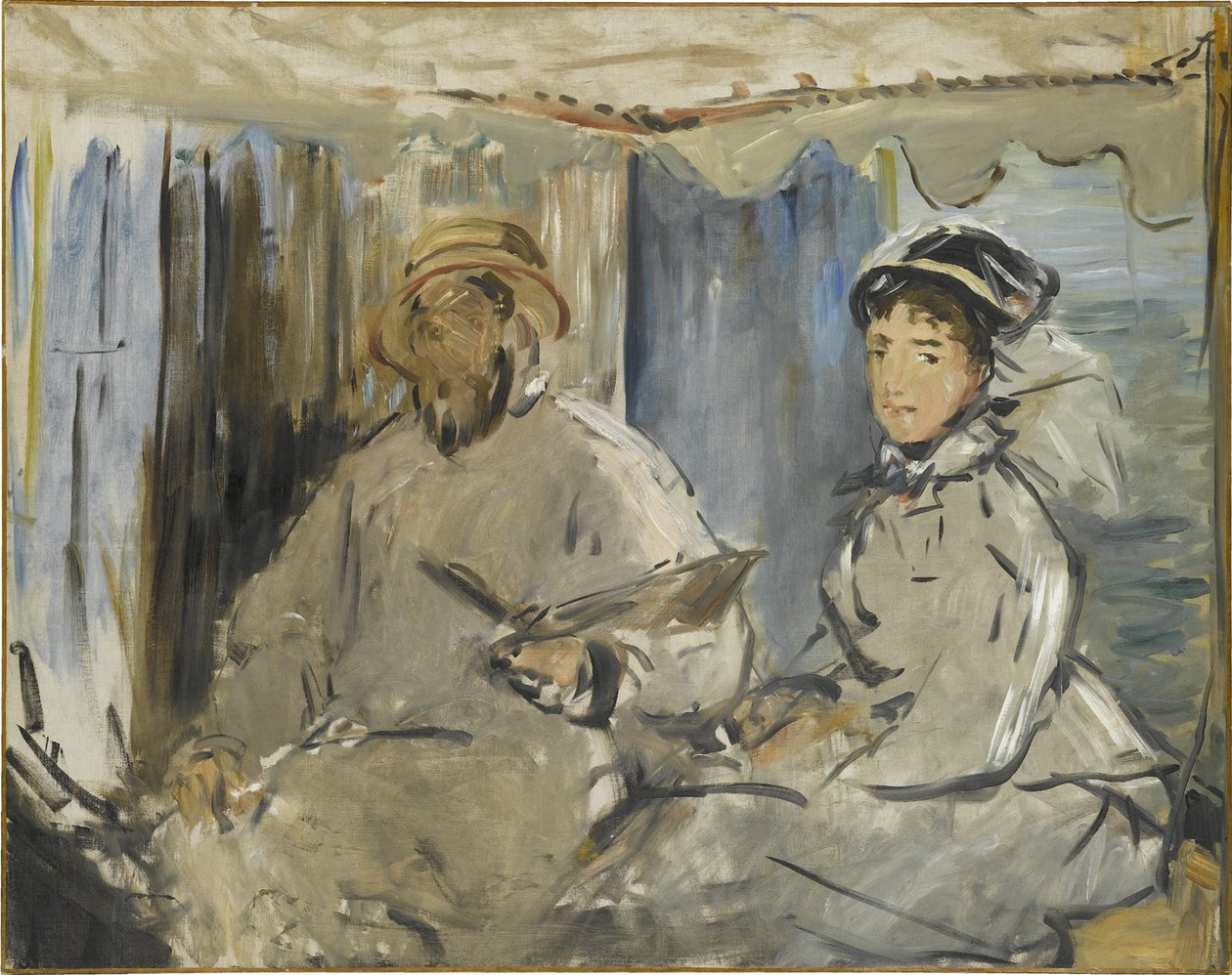Taidemaalari Monet ateljessaan, 1874 tekijältä Édouard Manet