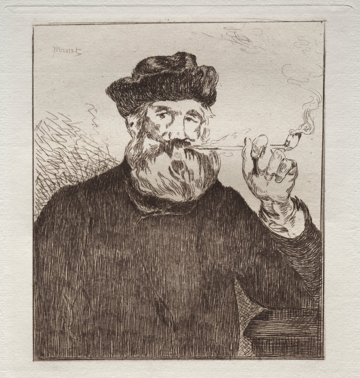 Tupakoitsija (etsaus) tekijältä Édouard Manet