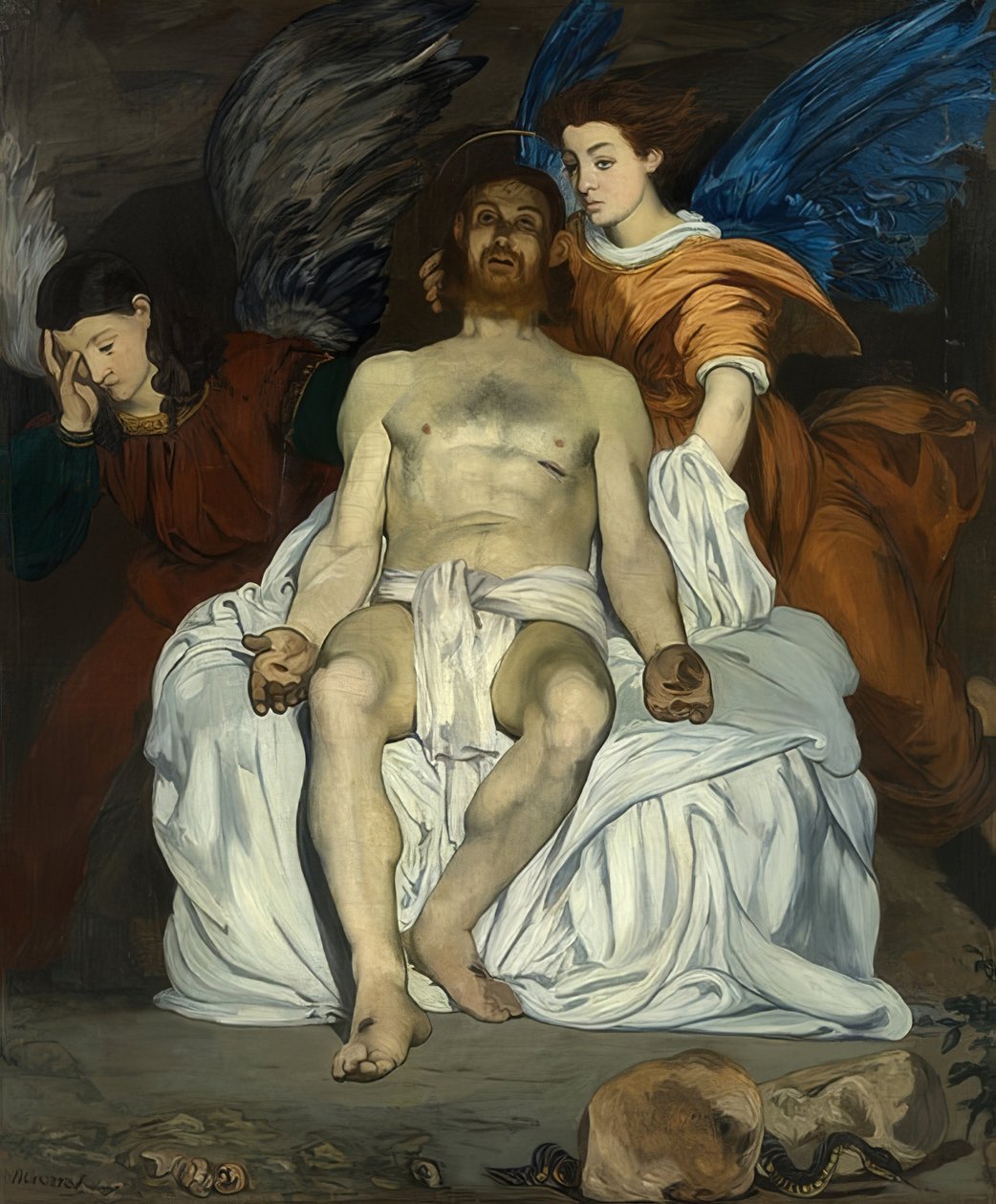 Kuollut Kristus enkelien kanssa. 1864 tekijältä Édouard Manet