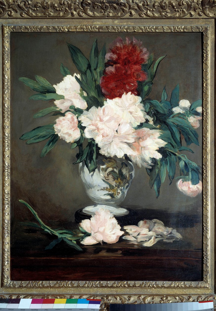 Pionien maljakko piesuihkussa Edouard Manet