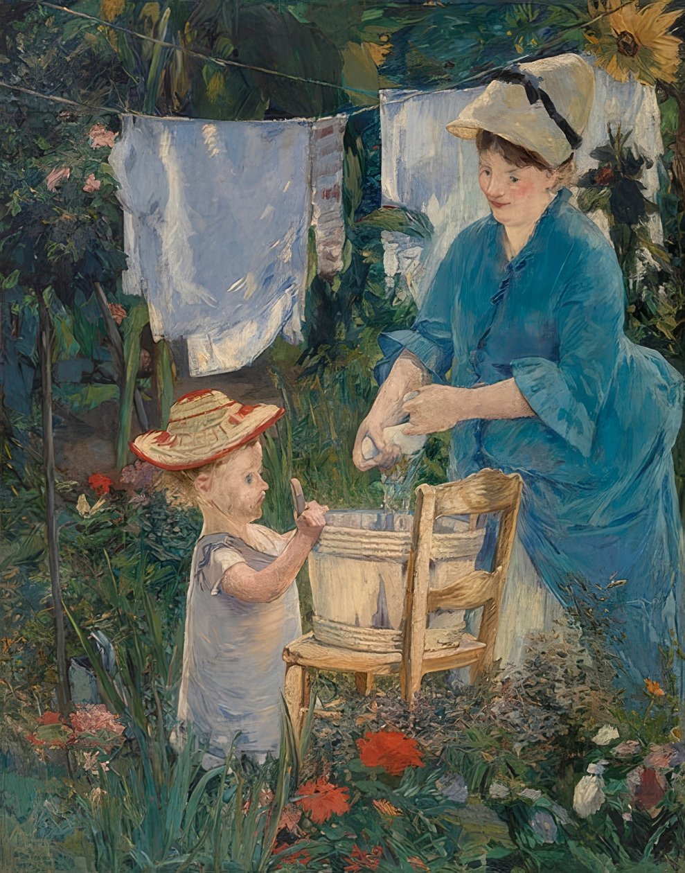 Pesula (Le Linge). 1875 tekijältä Édouard Manet