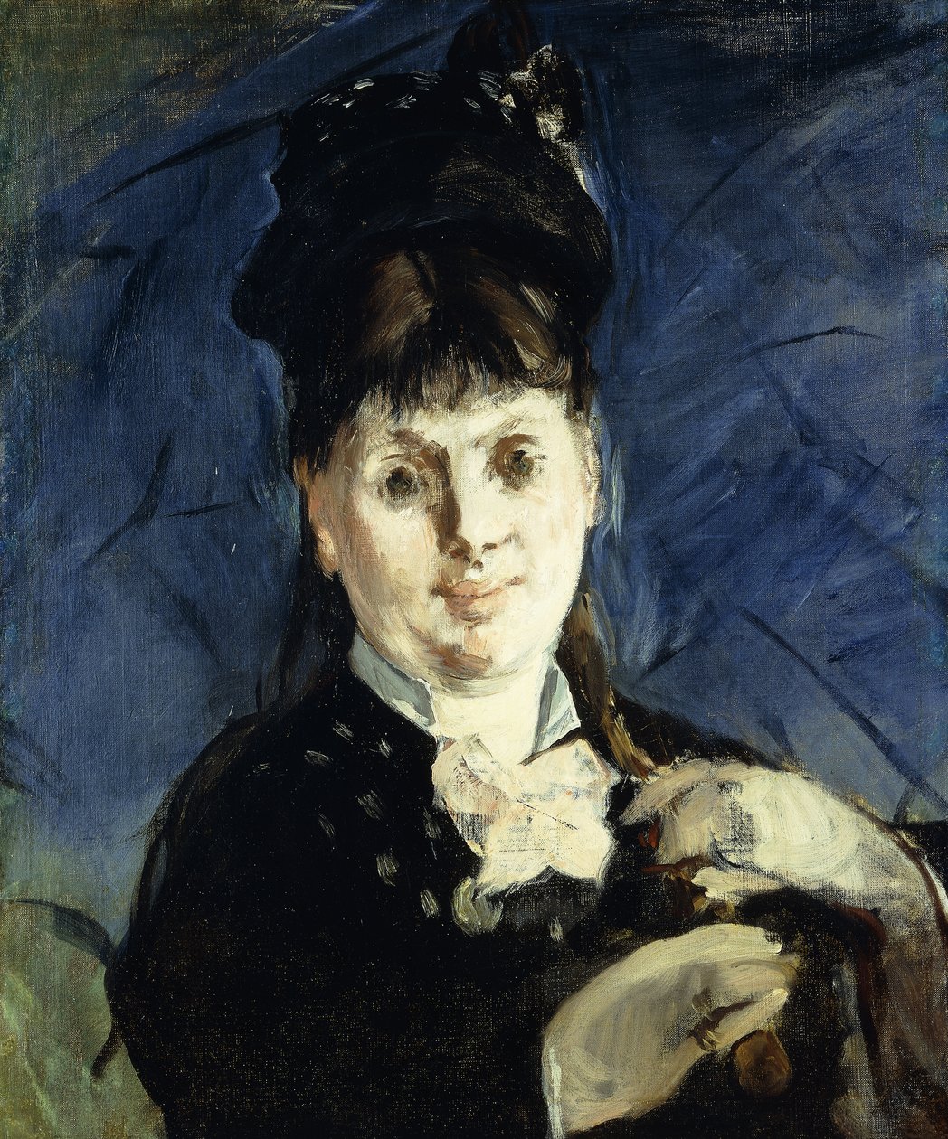 Nainen ja sateenvarjo; Nainen päivänvarjolla, n. 1875 tekijältä Édouard Manet