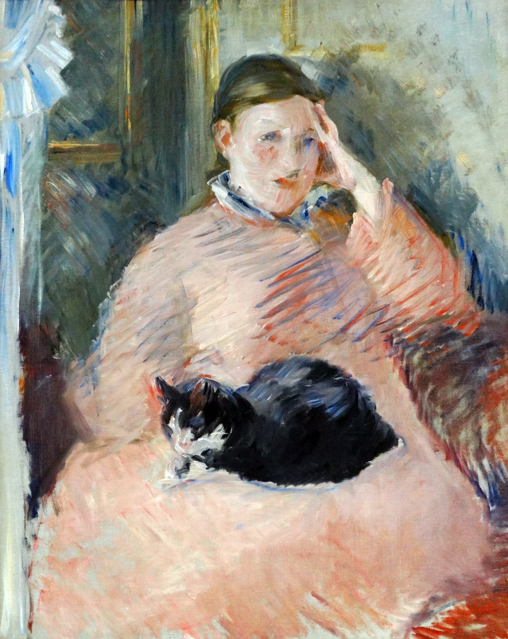 Nainen kissalla noin 1880-1882, ranskalaisen impressionistisen taiteilijan Edouard Manetin kirjoittama tekijältä Édouard Manet
