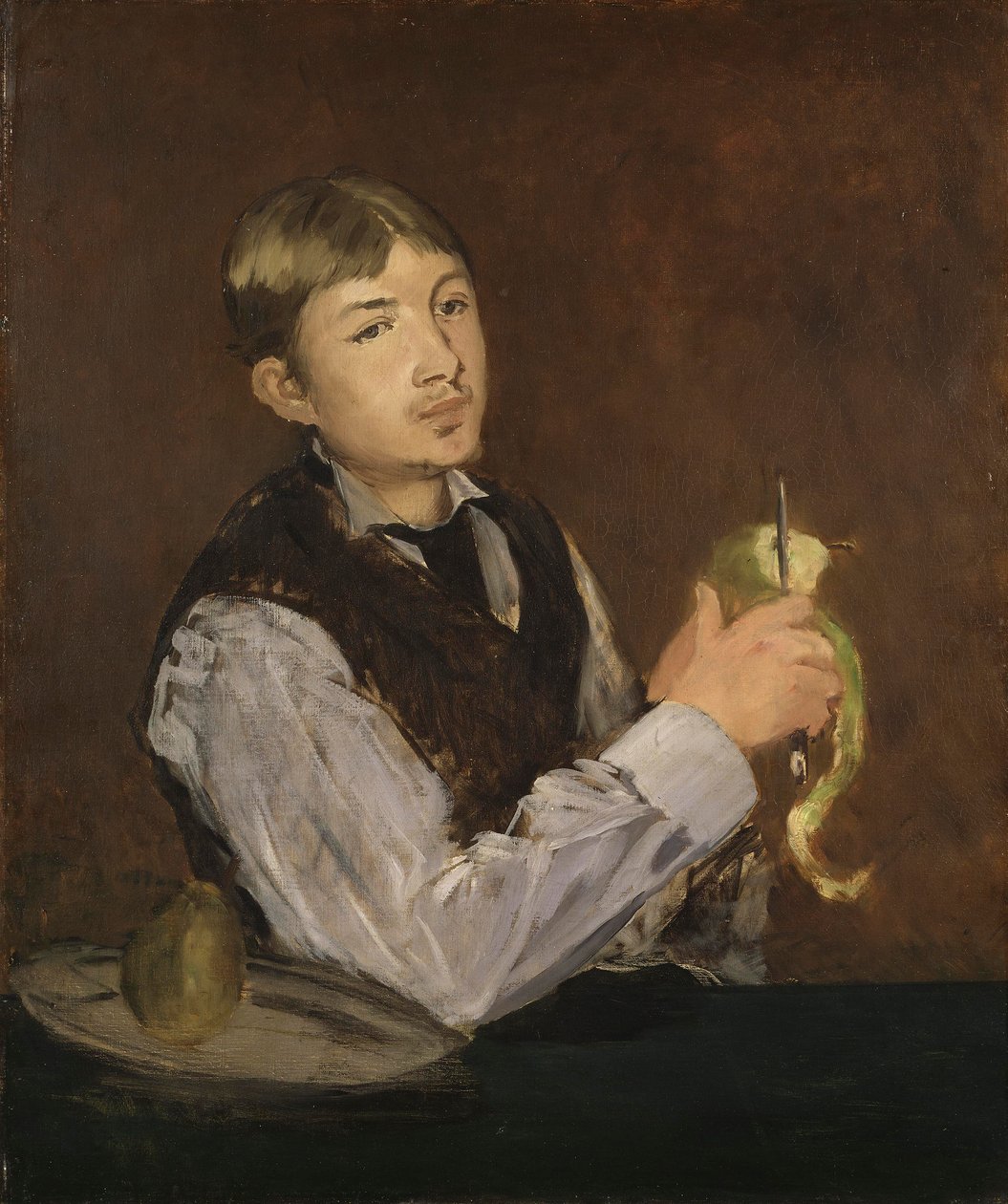 Nuori poika kuorii päärynää, noin 1867 tekijältä Édouard Manet