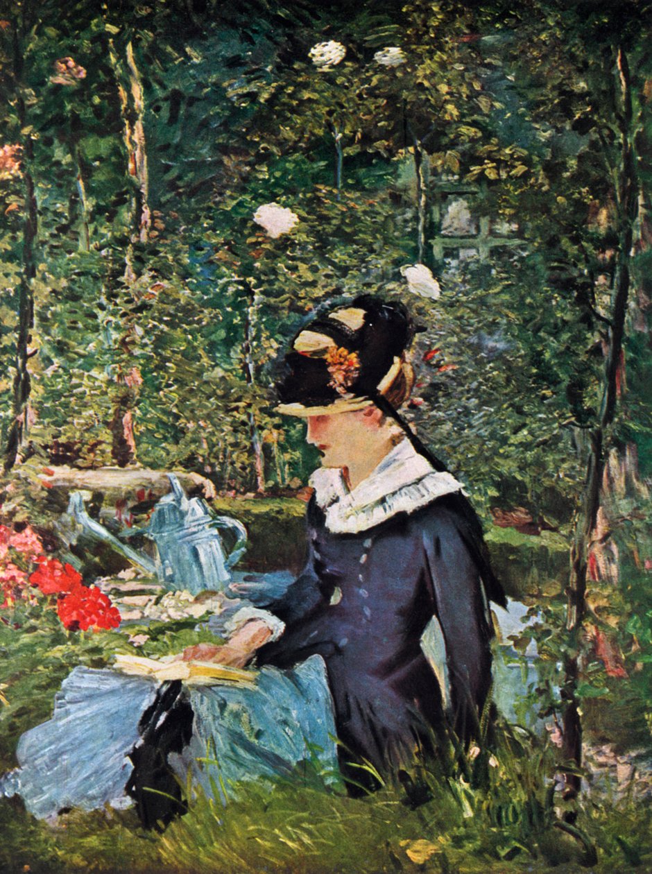 Nuori tyttö Bellevuen puutarhan kynnyksellä, 1880. tekijältä Édouard Manet