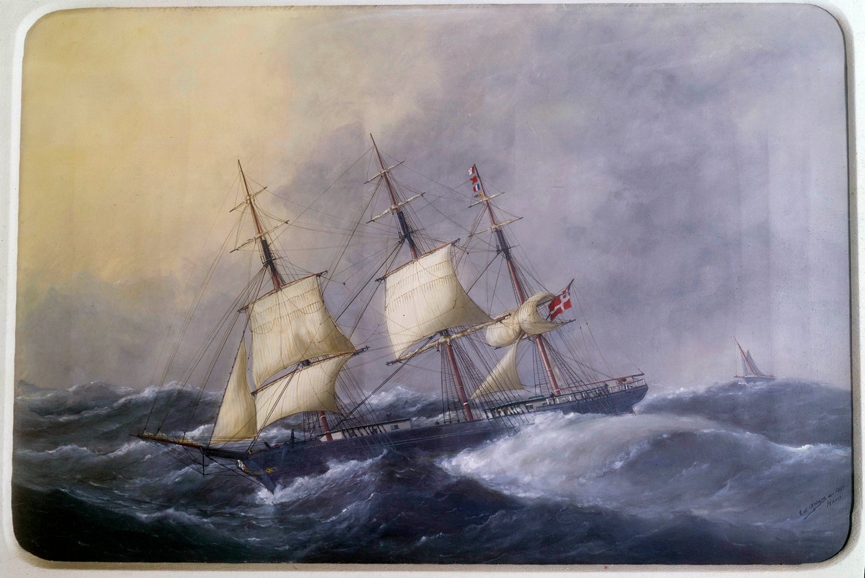 A Three Mats of Commerce vuonna 1882 Edouard Adamin (1847-1929) akvarelli 1882 Paris, Musee de la Marine tekijältä Edouard Marie Adam