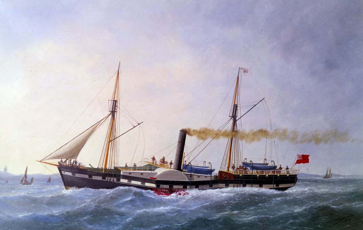 John Bullin höyrylaiva. Edouard Adamin (1847-1929) maalaus 1800-luvun Pariisissa, Musee de la Marine tekijältä Edouard Marie Adam