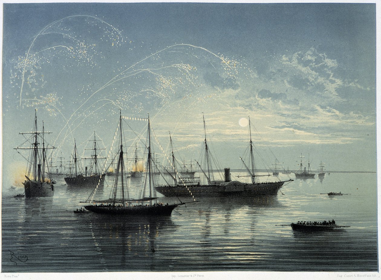 Suezin kanavan avajaiset G. Nicole. 1869 tekijältä Edouard Riou
