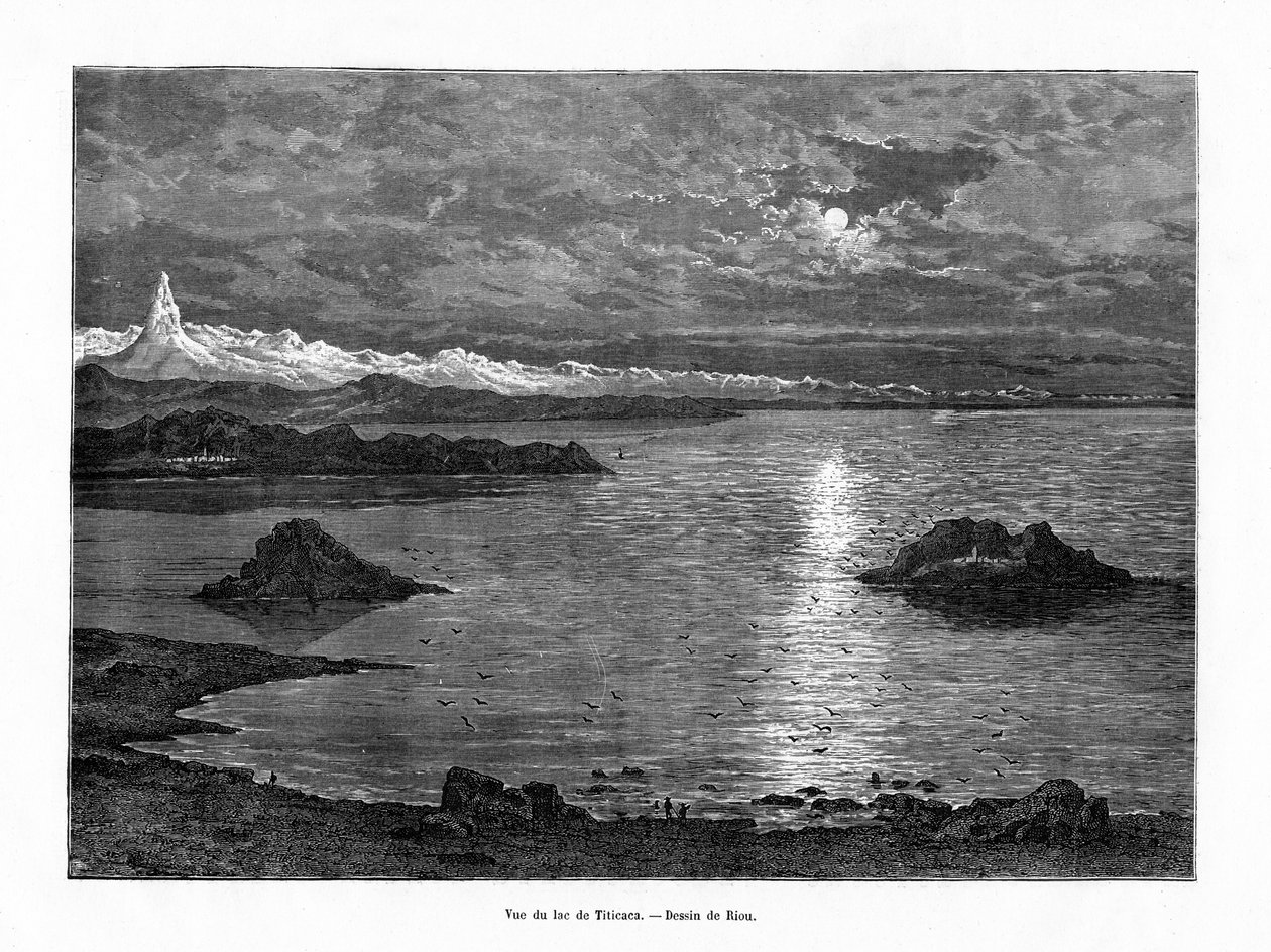 Titicaca-järvi, Etelä-Amerikka, 1800-luku tekijältä Edouard Riou